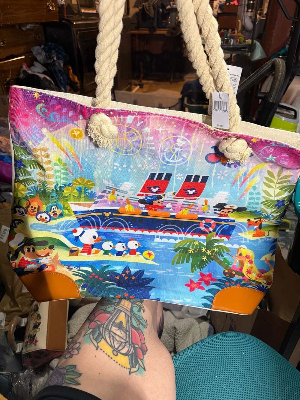 Joey Chou for Disney Parks Character Print Rope Handle Tote Bag